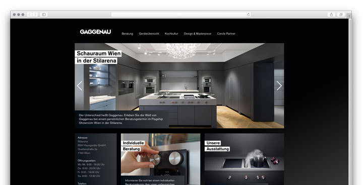 IT für AT - Eigene Website für den Gaggenau Showroom in Wien