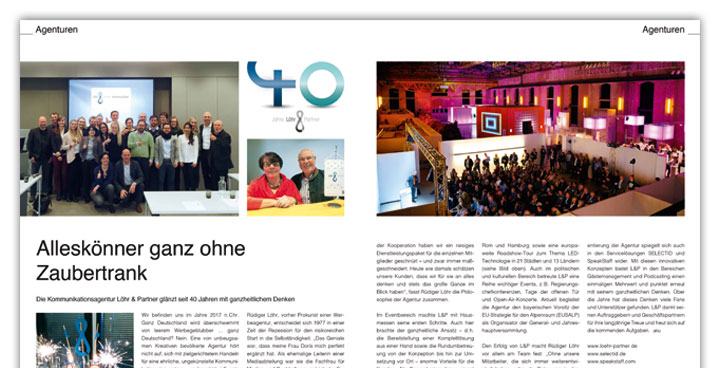 Jubiläumsartikel im ICJ mice magazine 40 Jahre ganzheitliches Denken Jubiläumsartikel im ICJ mice magazine 40 Jahre ganzheitliches Denken